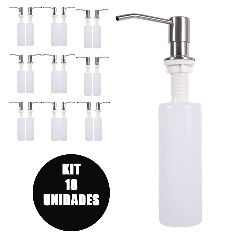 Dispenser Dosador Embutir Kit 18 Unidades Sabonete Liquido Sabao Detergente Cozinha Pia Banheiro Lavabo