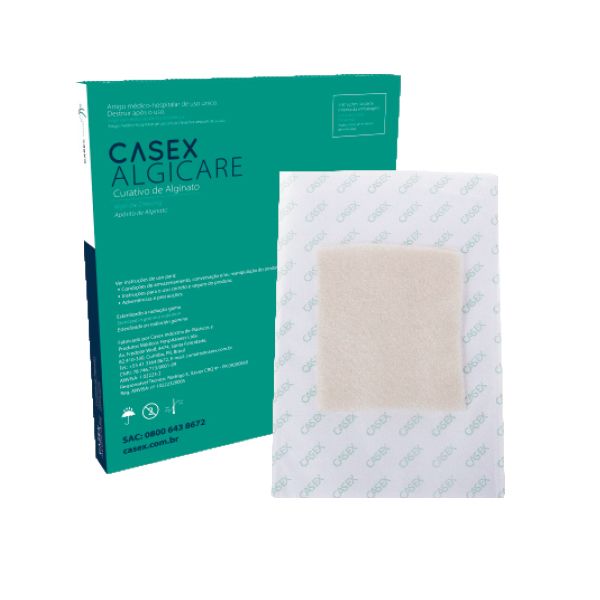 Curativo de Alginato de Cálcio e Sódio 10x10cm Casex Kit 10un