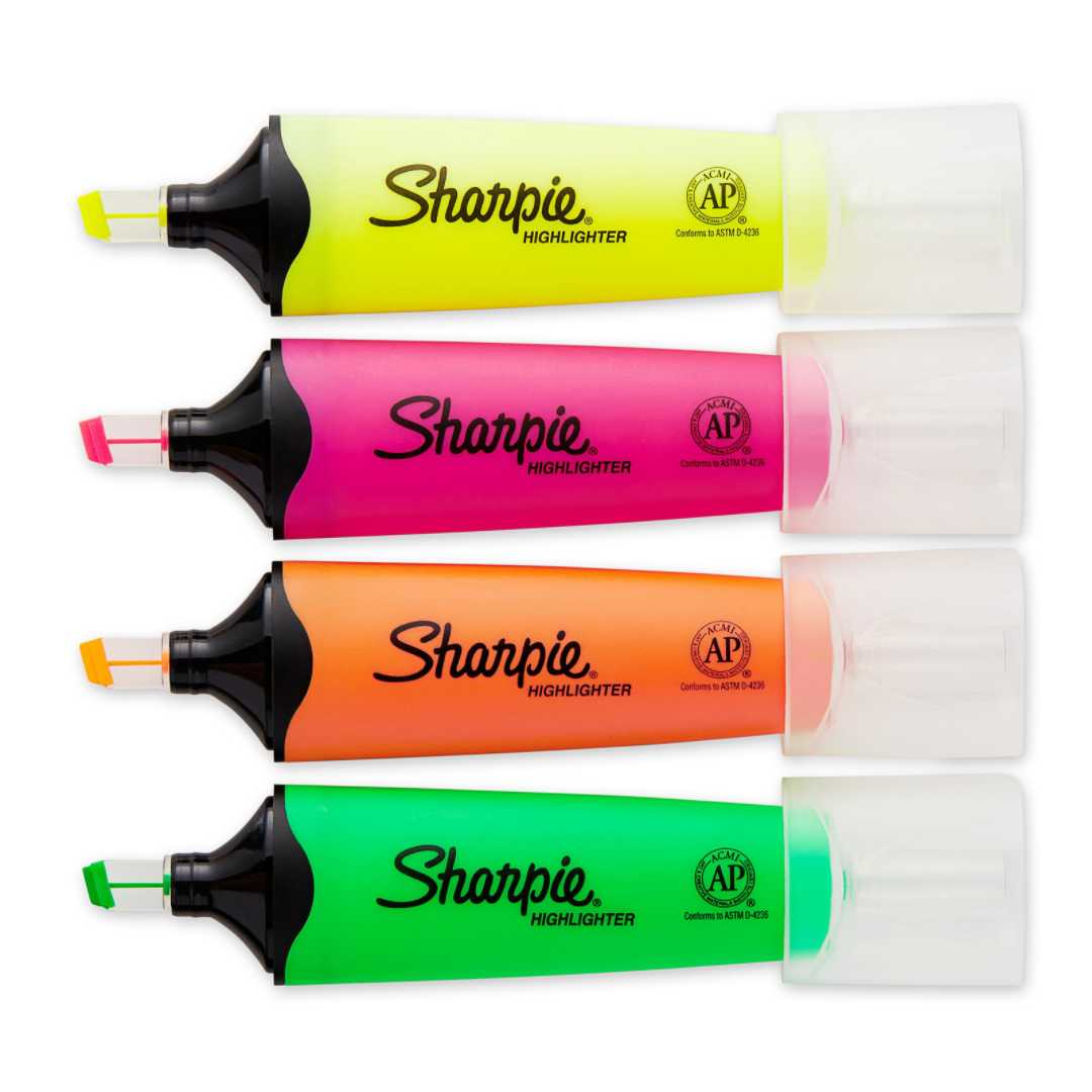 Marca texto Sharpie Clear View c/ 4 cores sortidas