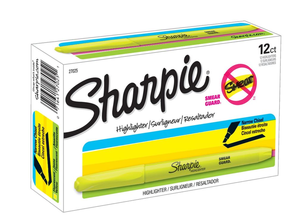 Marca texto Sharpie pocket Amarelo Flourescente c/ 12 unidades