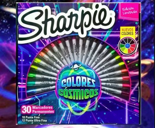 Marcador permanente Sharpie fino c/ 30 cores cósmicas