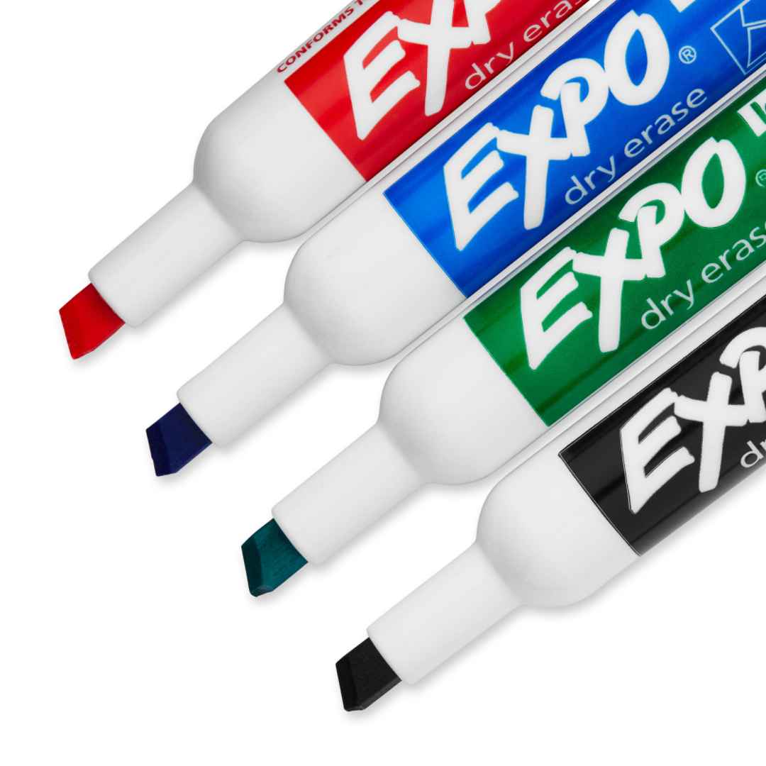 Pincel para Quadro Branco Expo Estojo c/ 4 unidades + Apagador + Solução de limpeza