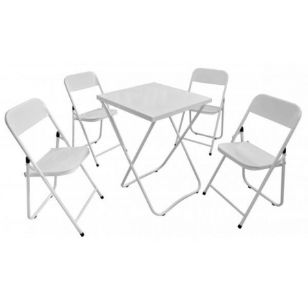 Conjunto de Mesa com 4 Cadeiras de Aço Dobrável Branca Itália - Utilaço
