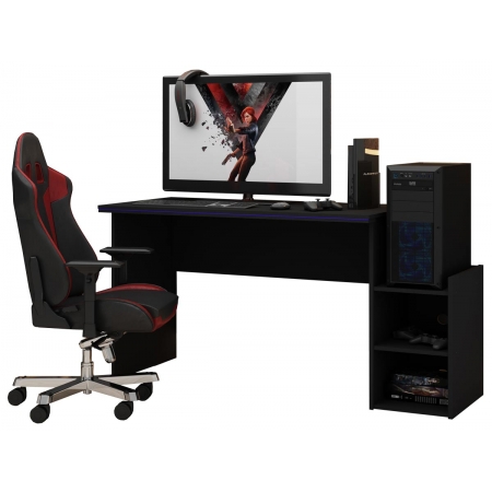 Mesa para Computador Gamer Preto com Azul - Gelius Móveis