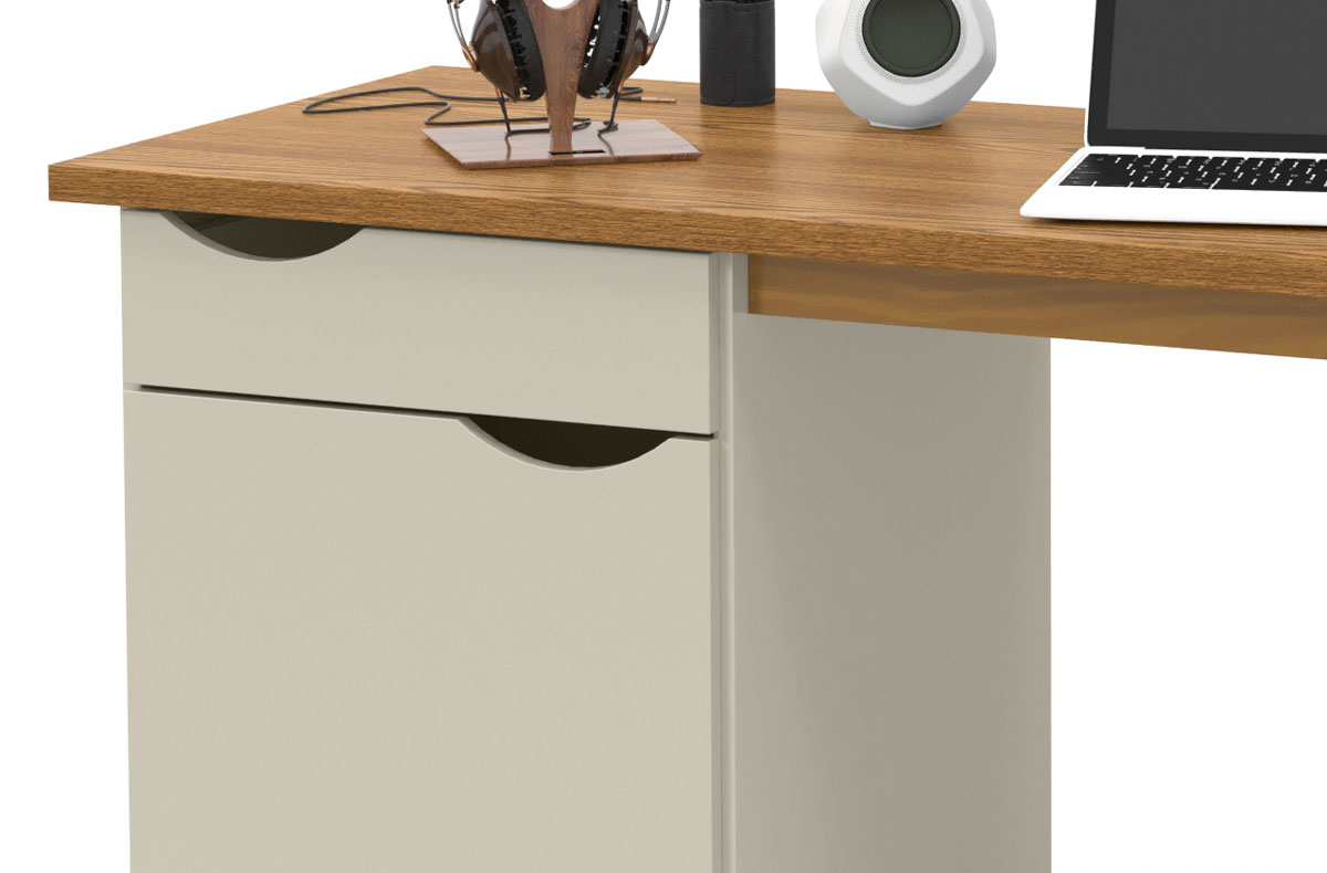 Escrivaninha Mesa para Computador Prism Off White com Cumarú - Patrimar Móveis