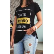 Camiseta Long Feminina Eu te adoro Jesus