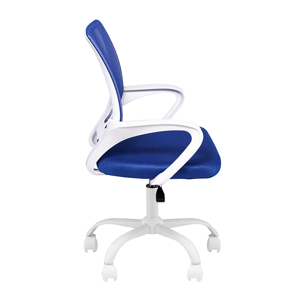 Cadeira Escritório Giratória Wave Com Encosto Em Tela Azul Escuro/ppbr Base Branca