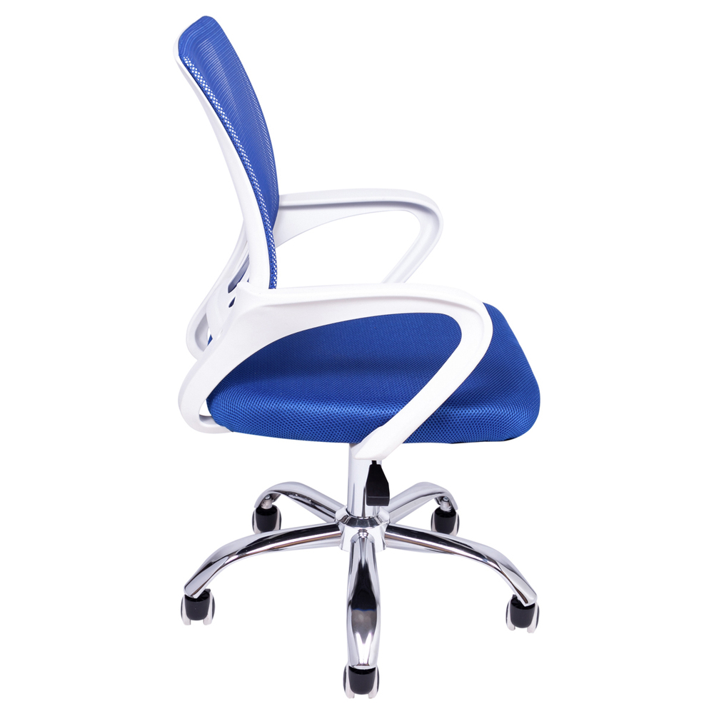 Cadeira Escritório Giratória Wave Com Encosto Em Tela Azul/ppbr Base Cromada