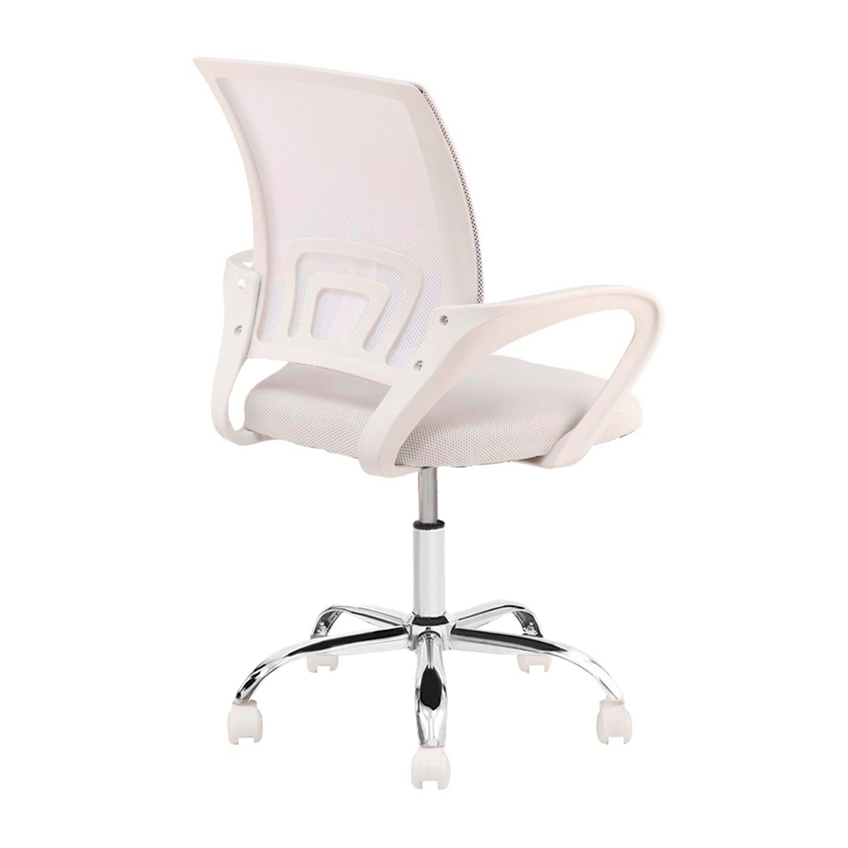 Cadeira Escritório Giratória Wave Com Rodízio Branco Branca/PPBR Base Cromada