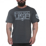 T-Shirt American Flag - Cinza- Black Skull Clothing