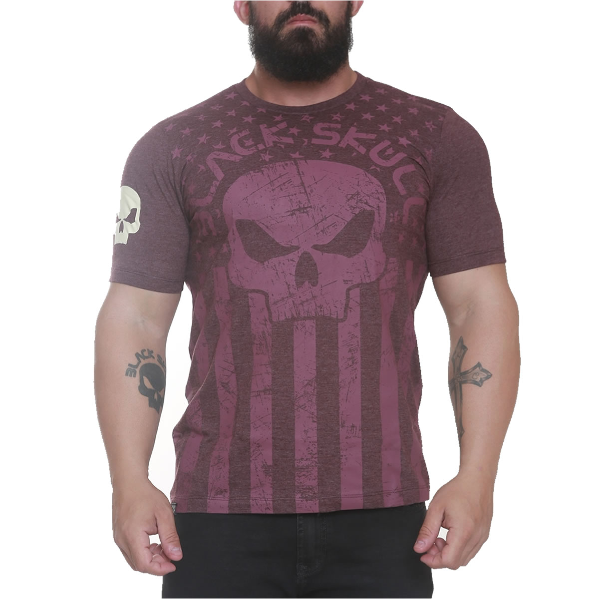 Camiseta Bordô BSK 0121 - Black Skull