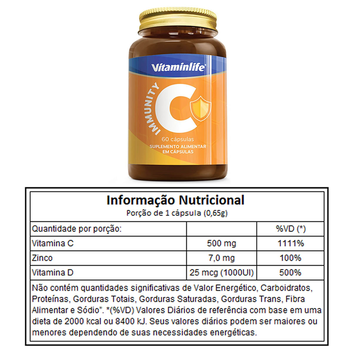 Immunity C Própolis + Vit C+ Zinco + Vit D 60 Cáps - VitaminLife