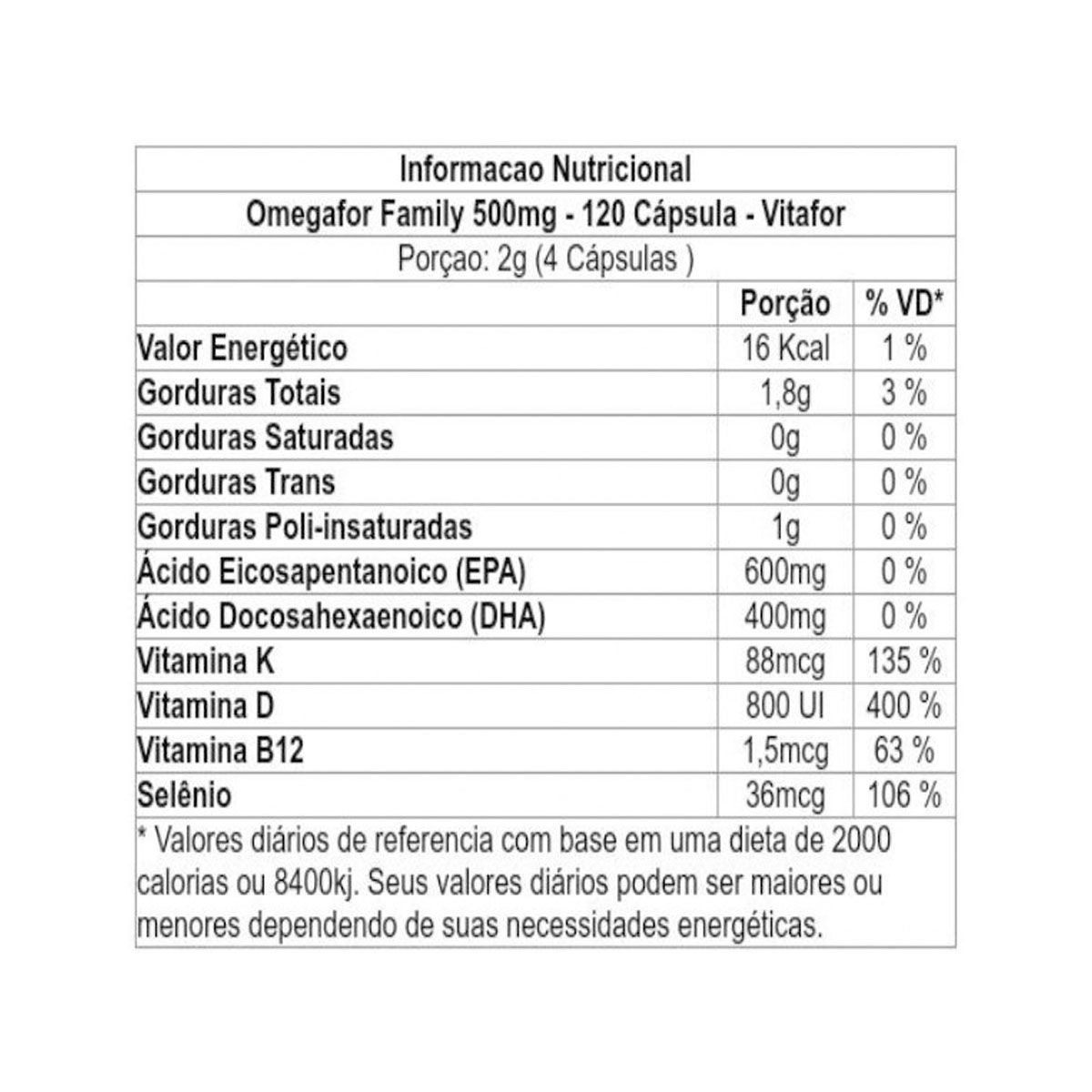 Omegafor Family 120 cápsulas 500mg - Vitafor