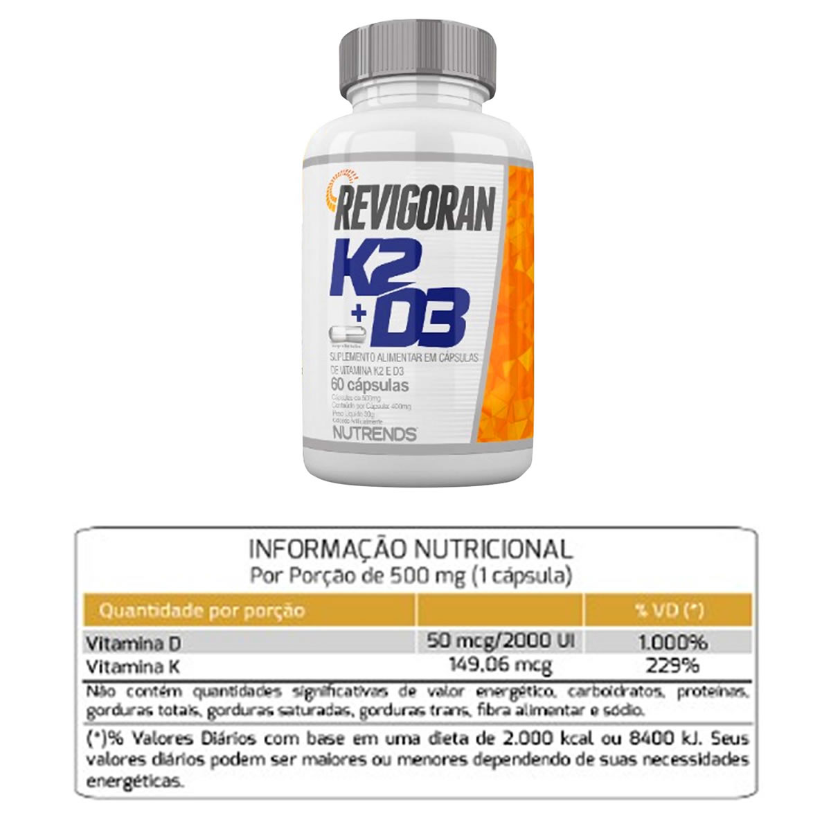 Revigoran K2 + D3 60 Cápsulas - Nutrends