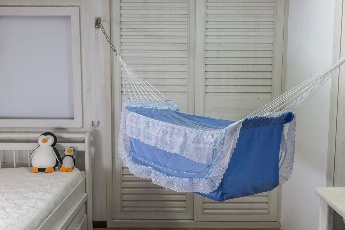 Rede de Dormir Berço infantil para Bebê Descanso Azul