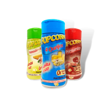 Combo Popcorn - 03 Sabores - 4 Queijos, Parmesão e Alho e Presunto
