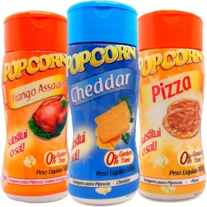 Combo Tempero Para Pipoca Popcorn 3 Sabores - Cheddar, Frango Assado e Pizza