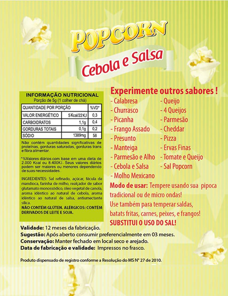 Combo 3 Temperos Para Pipoca Popcorn Sabores - Cebola e Salsa, Ervas Finas e Picanha