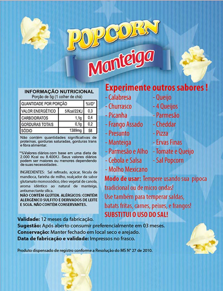 Combo 3 Temperos Para Pipoca Popcorn Sabores - Manteiga, Molho Mexicano e Pimenta e Limão