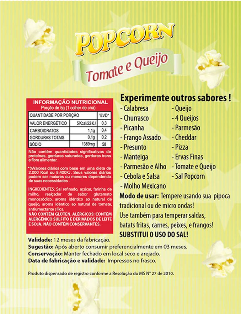 Combo 3 Temperos Para Pipoca Popcorn Sabores - Tomate e Queijo, Sal do Himalaia e Flavapop Manteiga