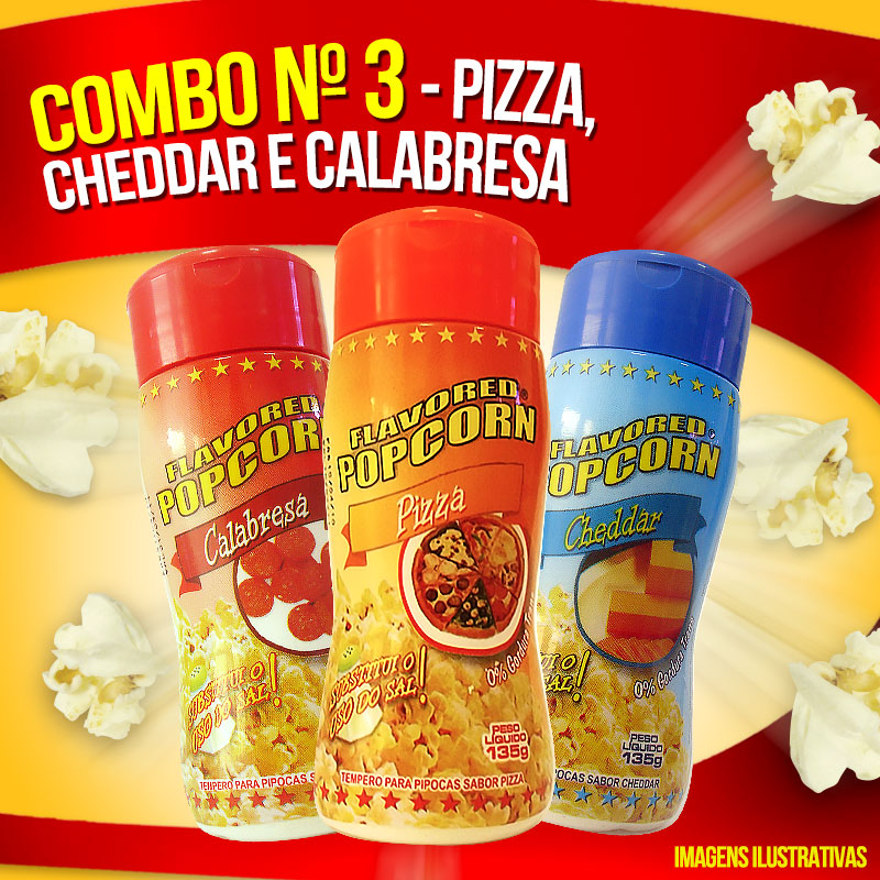 Combo Popcorn nº 3 - Pizza, Cheddar e Calabresa