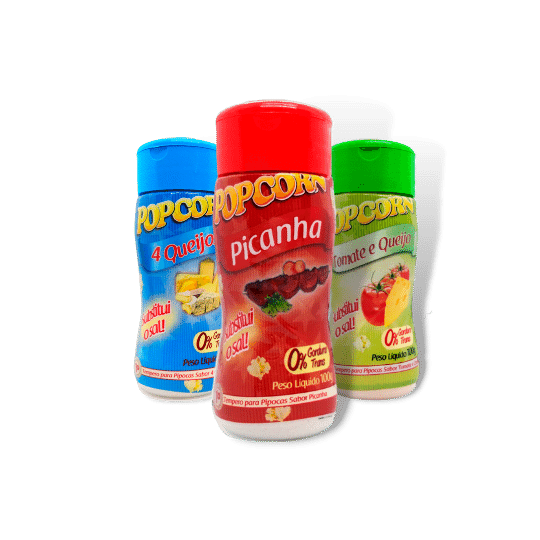 Combo Popcorn - 03 Sabores - 4 Queijos, Picanha e Tomate e Queijo
