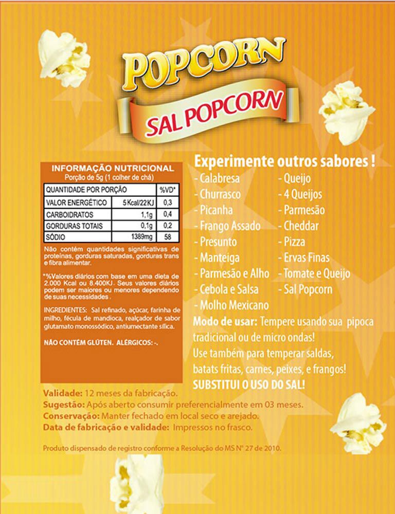 Combo 3 Temperos Para Pipoca Popcorn Sabores - Queijo Nacho, Flavapop Manteiga e Sal Popcorn