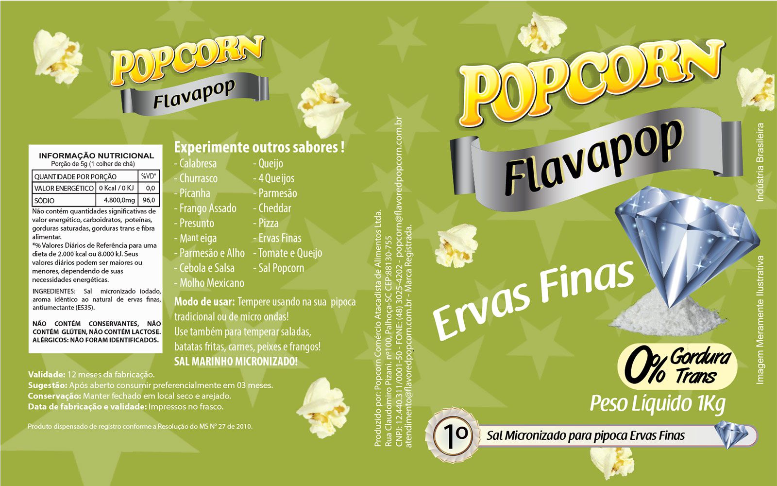 Flavapop - Sal Micronizado sabor Ervas Finas 1Kg