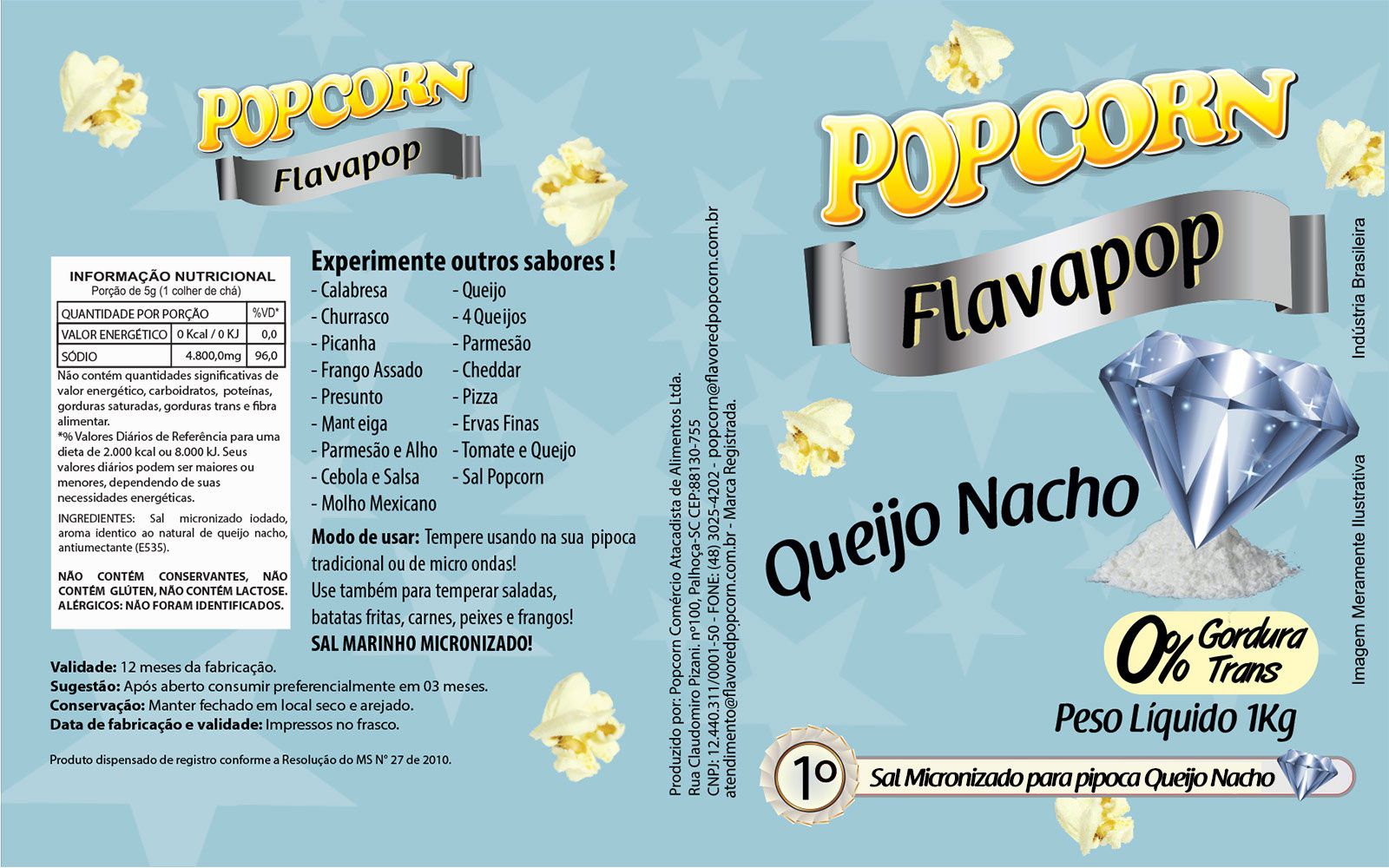 Flavapop - Sal Micronizado sabor Queijo Nacho 1Kg