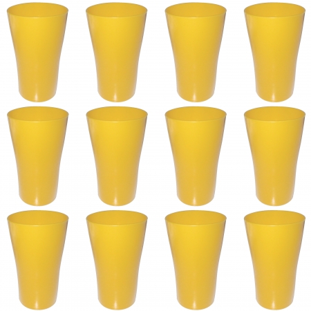 Kit com 12 Copos Plásticos Amarelos