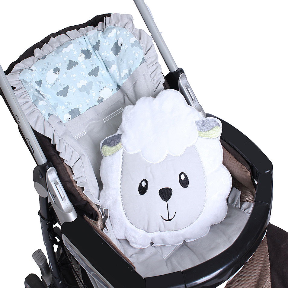 Capa de Carrinho com Almofadinha Ovelha Azul  - Toca do Bebê