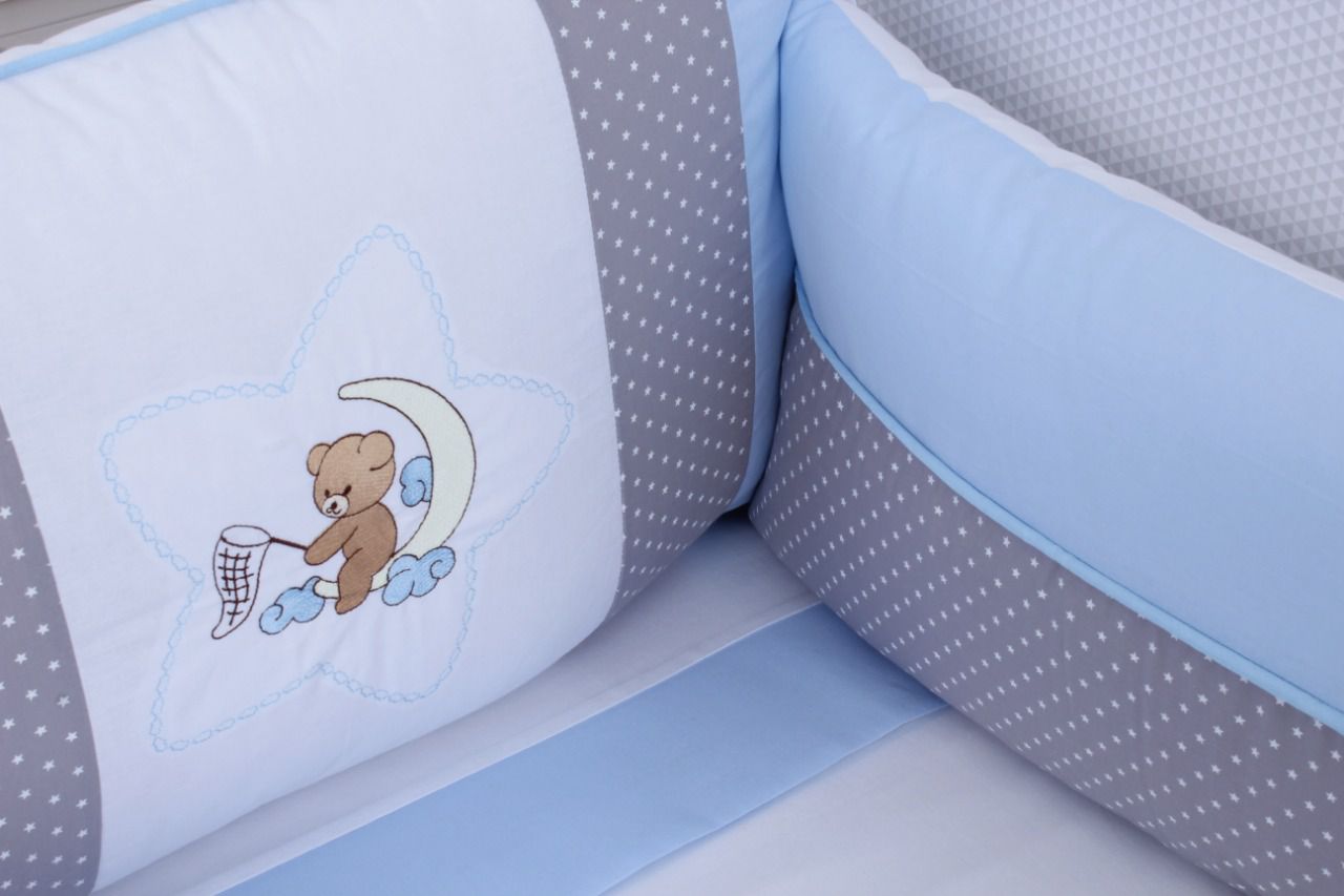 Kit de Berço Urso Soninho Azul 08 Peças - Toca do Bebê