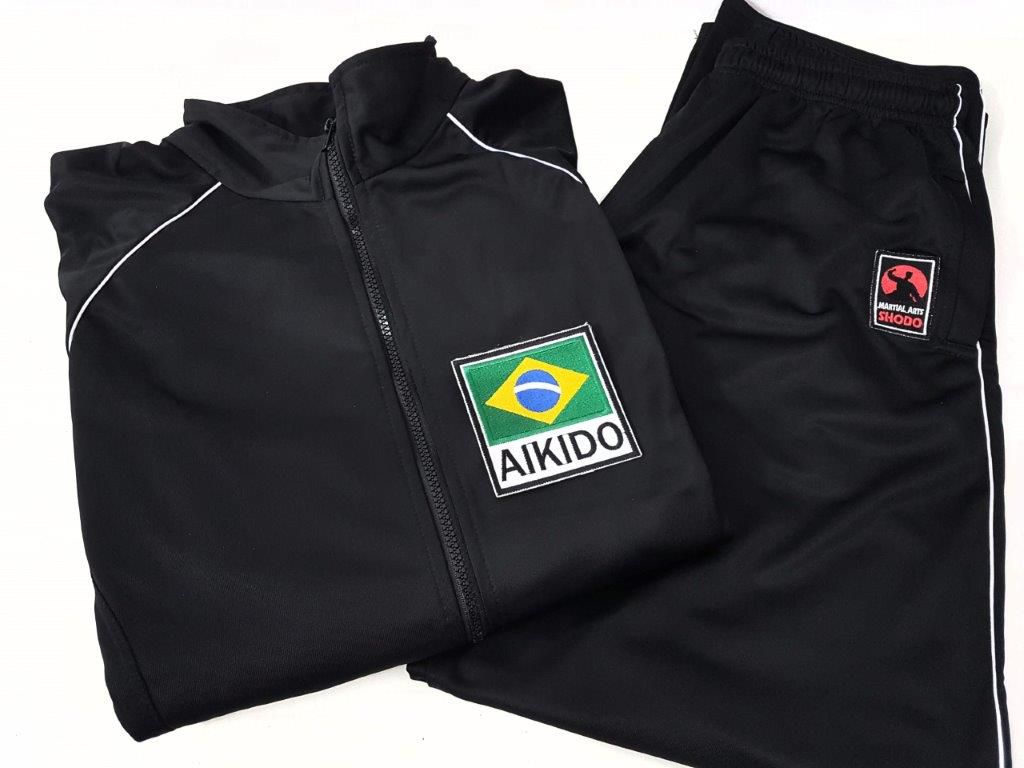 Agasalho Aikido Brasil Martial Arts Shodo nas cores: Preto ou Azul escuro