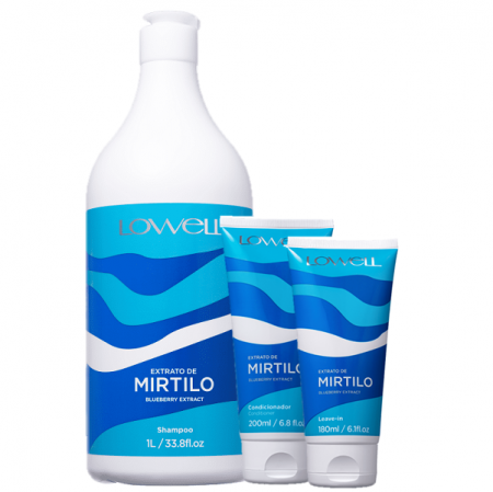 Lowell Extrato de Mirtilo Shampoo 1L Condicionador 200ml e Leave-in 180ml