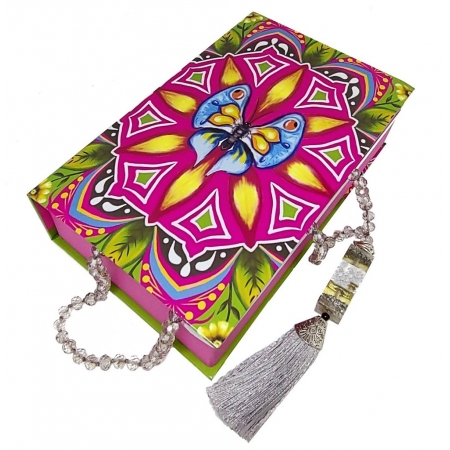 Caixa Box Personalizada Mandala Jóias Borboleta Rosa Livro Decorativo Porta Objetos Acessórios Transformação Espiritual