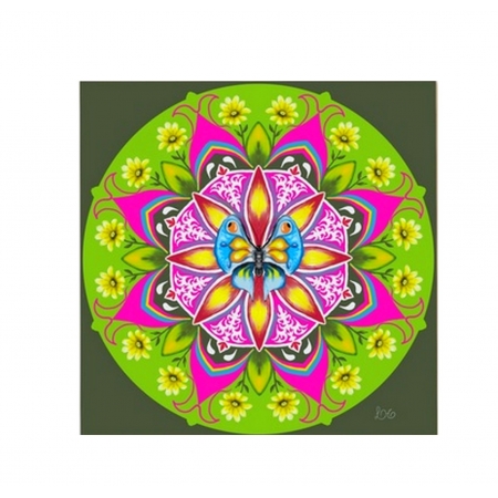 Placa Decorativa Personalizada Quadro Mandala  Borboleta Rosa Zen Energias Quarto Sala 30x30