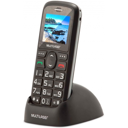 Telefone Celular Preto Vita 3G Dual Chip USB e Bluetooth Tela 1,8 Pol. + Base Carregadora Preto Multilaser P9091
