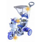 Triciclo Infantil Azul Capota Removível Com Música E Luzes