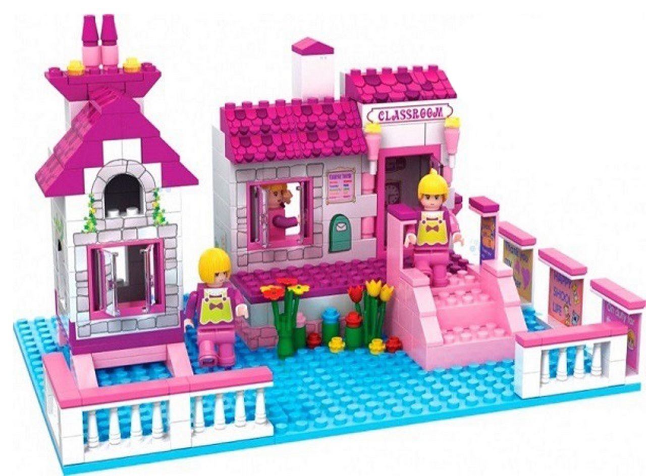 Bloco De Montar Infantil 248 Peças Castelo Da Fantasia Princesa Menina Rosa Certificado Inmetro Nível Dificuldade Médio Original Vip Toys