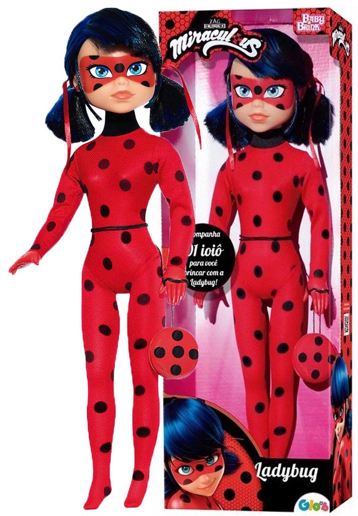 Boneca Ladybug Miraculous Articulada 51 Cm Com Ioiô Brinquedo Infantil Menina Plástico Grande Baby Brink