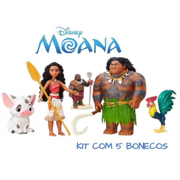 Boneca Moana Kit Com 5 Personagens Mar de Aventuras