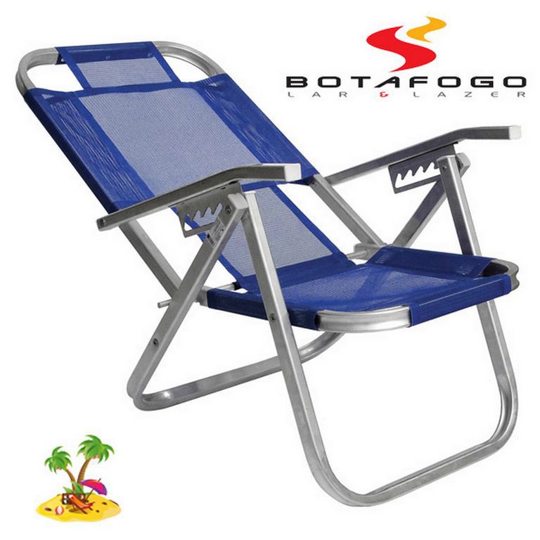 Cadeira De Praia Azul Royal Ipanema Reclinável 5 Posições Botafogo