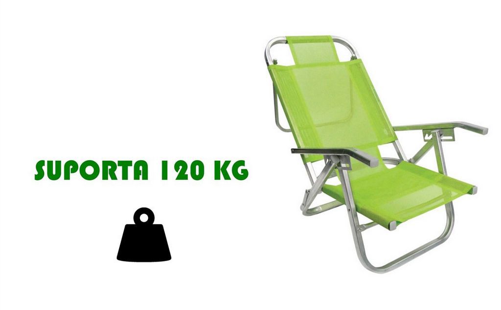 Cadeira De Praia Verde Primavera Copacabana Reclinável 5 Posições Botafogo