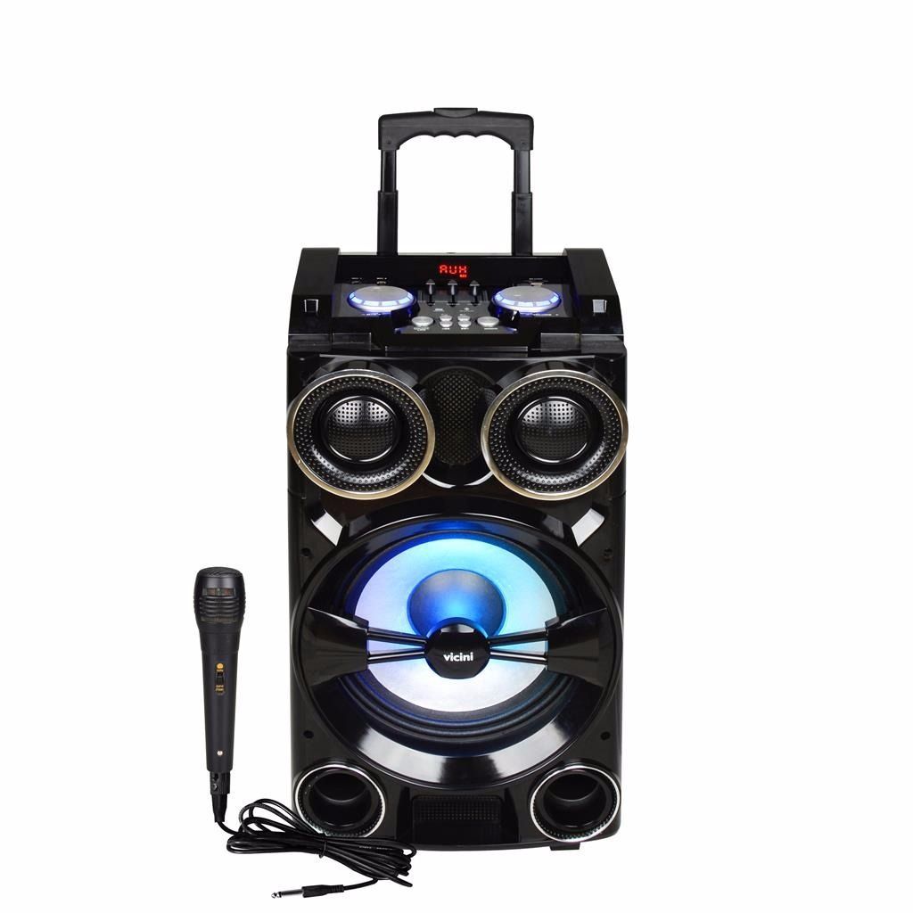 Caixa Som Bluetooth Karaoke 300w Portátil Roda + Microfone -VC-7301Vicini