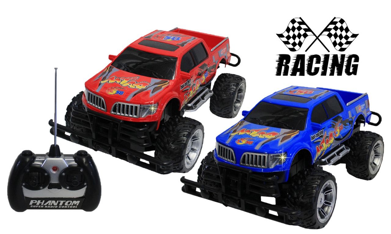 Carro De Controle Remoto Eletrônico Acende Farol Furious Racer Team Menino Azul Vermelho Resistente Original Vip Toys