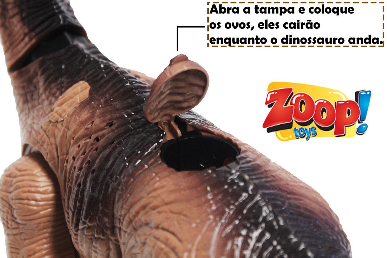 Dinossauro Braquiossauro Infantil Menino Eletrônico Som Luz Anda +3 Anos Movimentos Coloca Ovos Plástico Resistente Zoop Toys Original