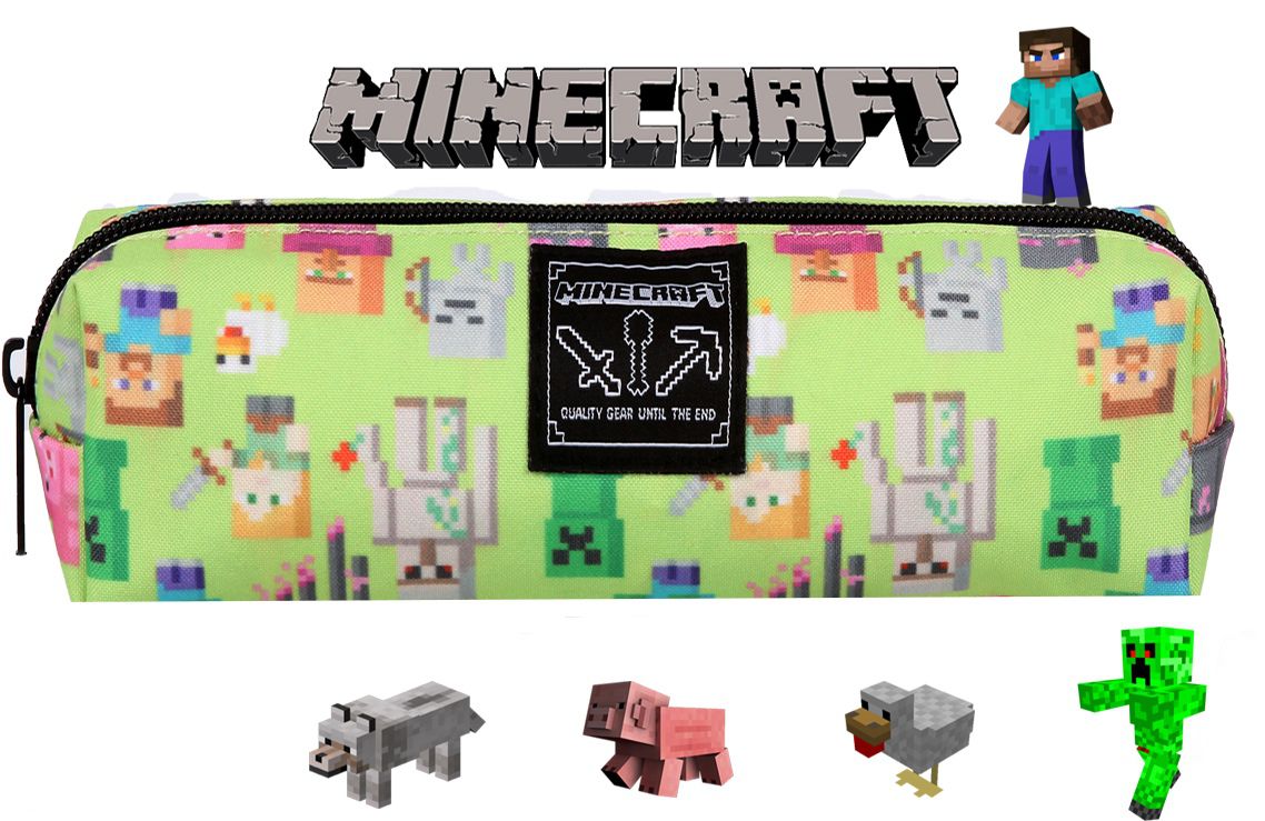 Estojo Simples Escolar Infantil Masculino Verde Meninos Material Escolar Lápis Colorir Minecraft DMW