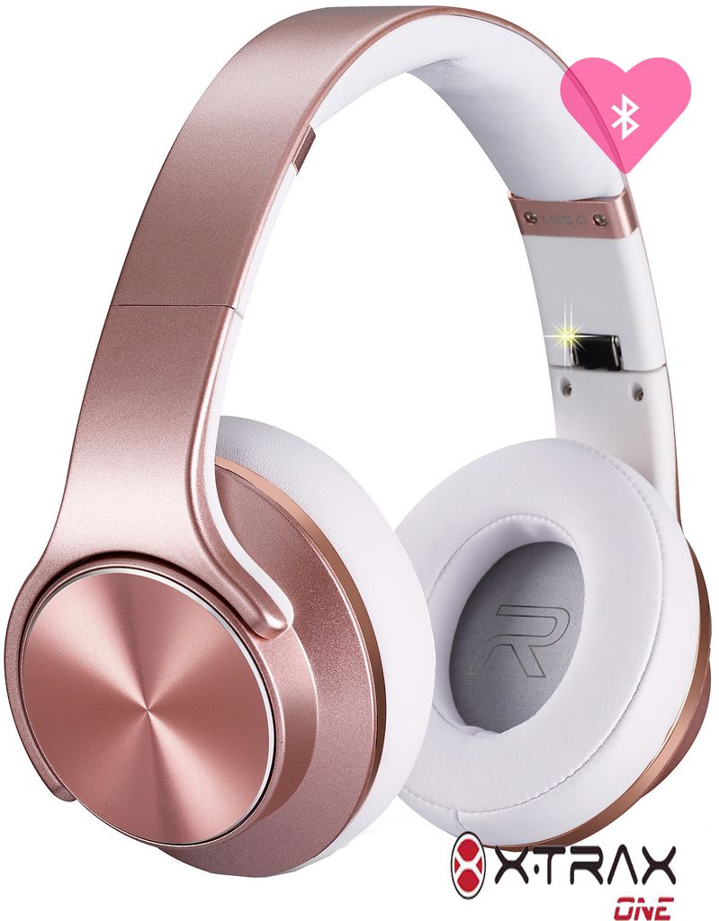 Headphone Bluetooth Duo Xtrax Rosé Gold Fone De Ouvido Caixa De Som 2em 1 Feminino Acolchoado Rádio Atende Ligação Original