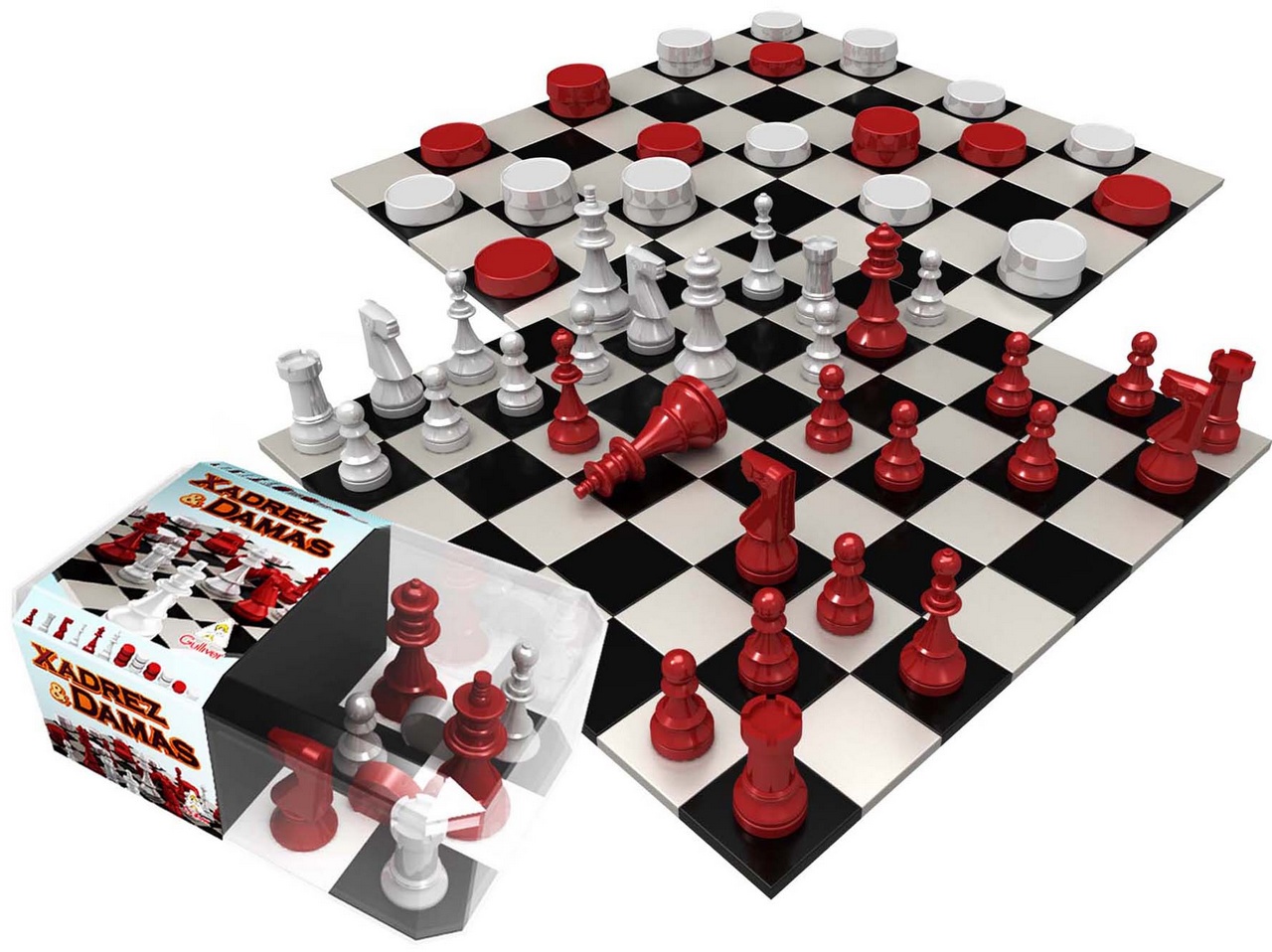 Jogo De Xadrez e Damas Raciocínio 2 Em 1 Lógica Moderno Maior 7 Anos Menino Menina Lançamento Gulliver Activity