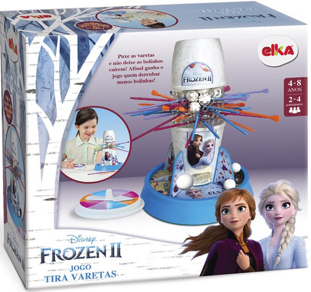 Jogo Tira Pega Varetas Frozen 2 Menina Raciocínio Equilíbrio Brinquedo Azul Divertido Infantil Elka